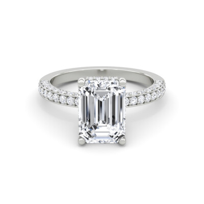 Diamond Engagement Ring VVS2 E Emerald 4.50 Carat Lab Created IGI Sparkling