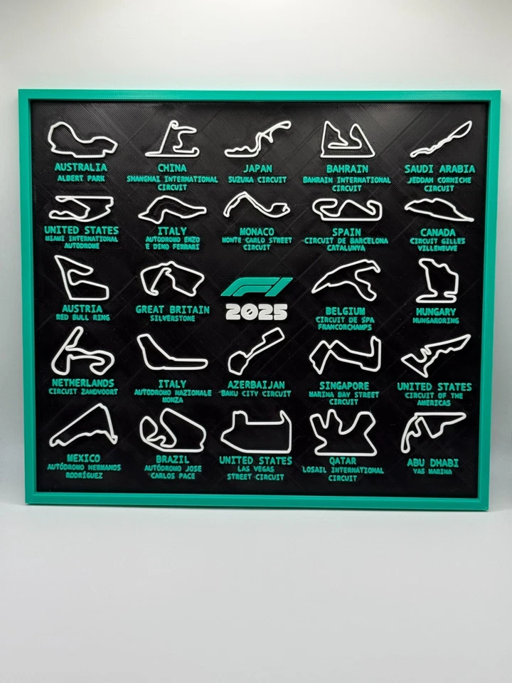 Placa Calendario Fórmula Uno 2025 | F1 2025 | Colores Personalizados Impresos en 3D Foto 2 de 3