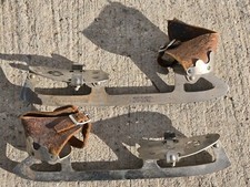 vintage pair WINCHESTER Lake Placid Ice Skates Leather And Metal Back