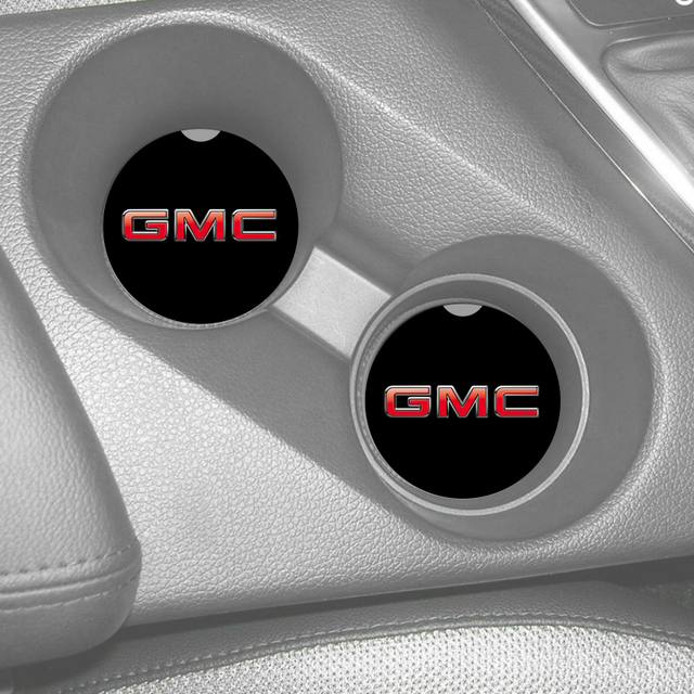 GMC LOGO DESIGN SANDSTONE CAR COASTERS ABSORBS SET (2) DESIGN 2 FREE