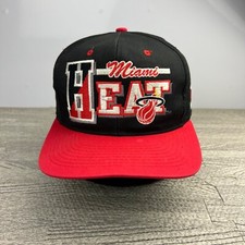 Vintage 90s Miami Heat Hat Cap Snap Back Adjustable Black NBA