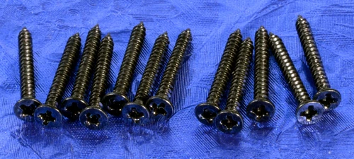 12 Black Humbucking Bridge Pickup Ring Mounting Wood Guitar Screws .703" #GBHRB