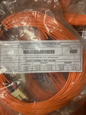 10-Meter Fiber Patch Cord SCSC50DOR10PV SC/UPC-SC/UPC Multimode OM2 ( Lot Of 10)