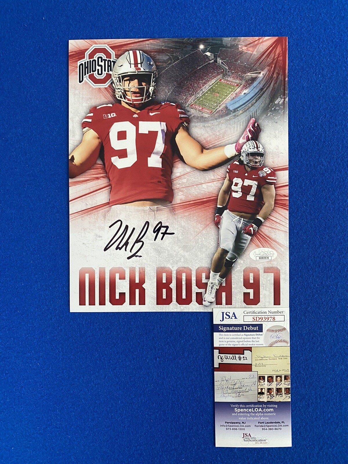 Nick Bosa Autographed Signed Ohio State Buckeyes 8 X 10 LIMITED EDITION Photo JSA Authenticated SD93978 