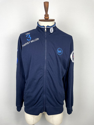 HARVEY MILLER Polo Club 3 Blue Full Zip Embroidered Men's Windbreaker Size L