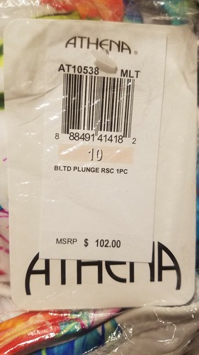 NEW Athena Tropical Trip Belted Plunge Maillot One-Piece Swimsuit Size 10 - Picture 4 of 4