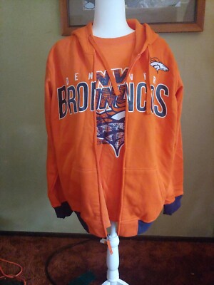 Denver Broncos 2 Piece Set Zip Up hoodie And Tshirt Mens XL extra large