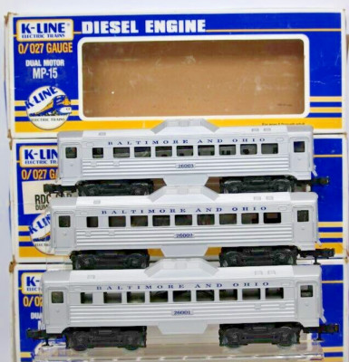 K-Line K-26001 Baltimore &Ohio RDC Car 26002 & 26003 &  (2) RDC Dummy Car Lot