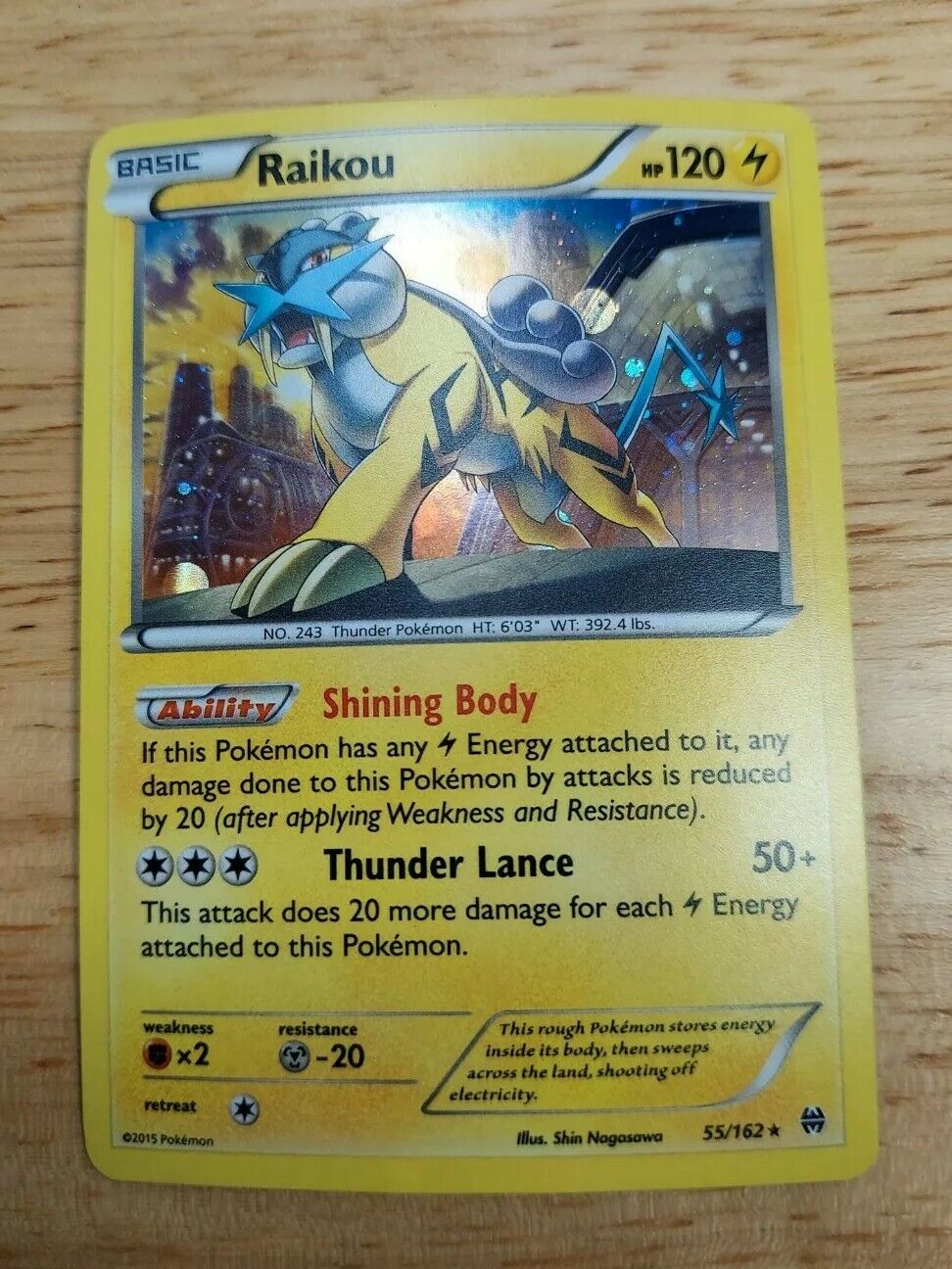 Raikou 55/162 - DAMAGED  BREAKthrough Holo Foil Rare Pokemon Card 