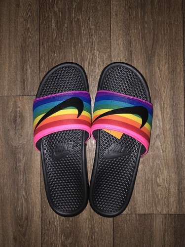Sandalias Nike Benassi JDI True deslizantes arco iris LGBTQ CD2717-001 para hombre talla 14-18 | eBay