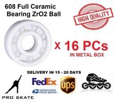 16 PCS Bearings 608 Full Ceramic in box  ZrO2 Zirconium for Skating