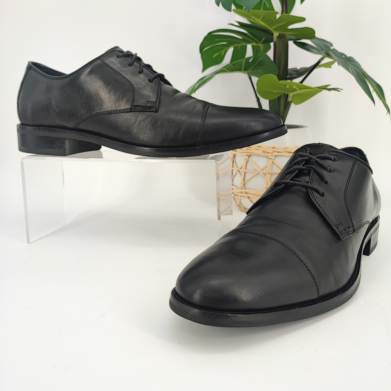 SAOLA Scarpe Oxford Cole Haan da uomo Lenox Hill nere in pelle con punta a cappuccio taglia 9 5 W US