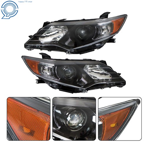 Projector Headlights Assembly For 2012 2014 Toyota Camry L/LE/XLE Black Pair - Picture 7 of 13