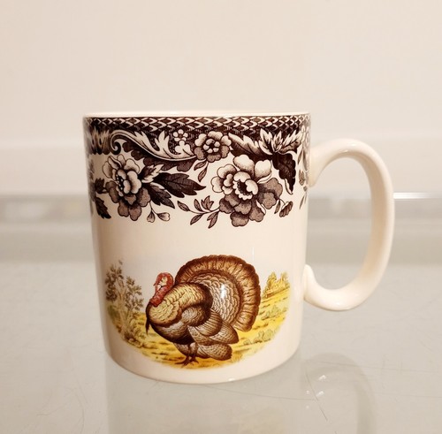 Spode Woodland Truthahn Kaffeetassen 4er Set Herbst Thanksgiving NEU