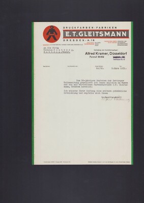 DÜSSELDORF, Brief Autograph 1931, Alfred Kramer für E. T. Gleitsmann Dresden