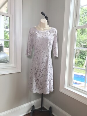 Eliza J Gray Lace Fit Flare Cocktail Dress