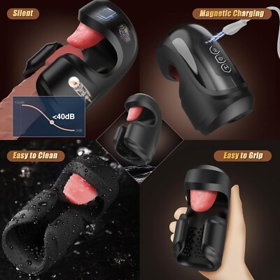 Male Masturbator Tongue Licking Vibrator Penis Trainer Glans Stimulate Sex  Toys | eBay