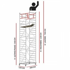 Trabattello Professionale in Acciaio zincato M5 ITALY(Altezza lavoro 7.40 m)