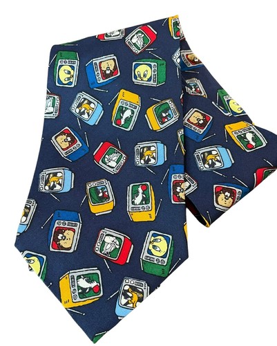 Warner Bros Studio Store Looney Tunes TV Sets 1996 Silk Tie 3.75" x 56"