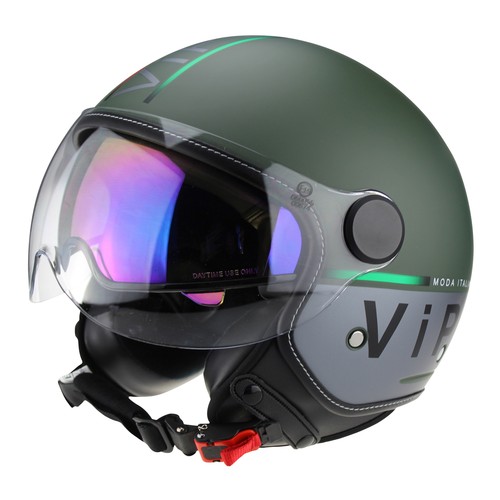 Jethelm Motorradhelm Rollerhelm Leder Fahrer Rennfahrer ECE2206 RSV19 Forza Grun - Bild 5 von 9