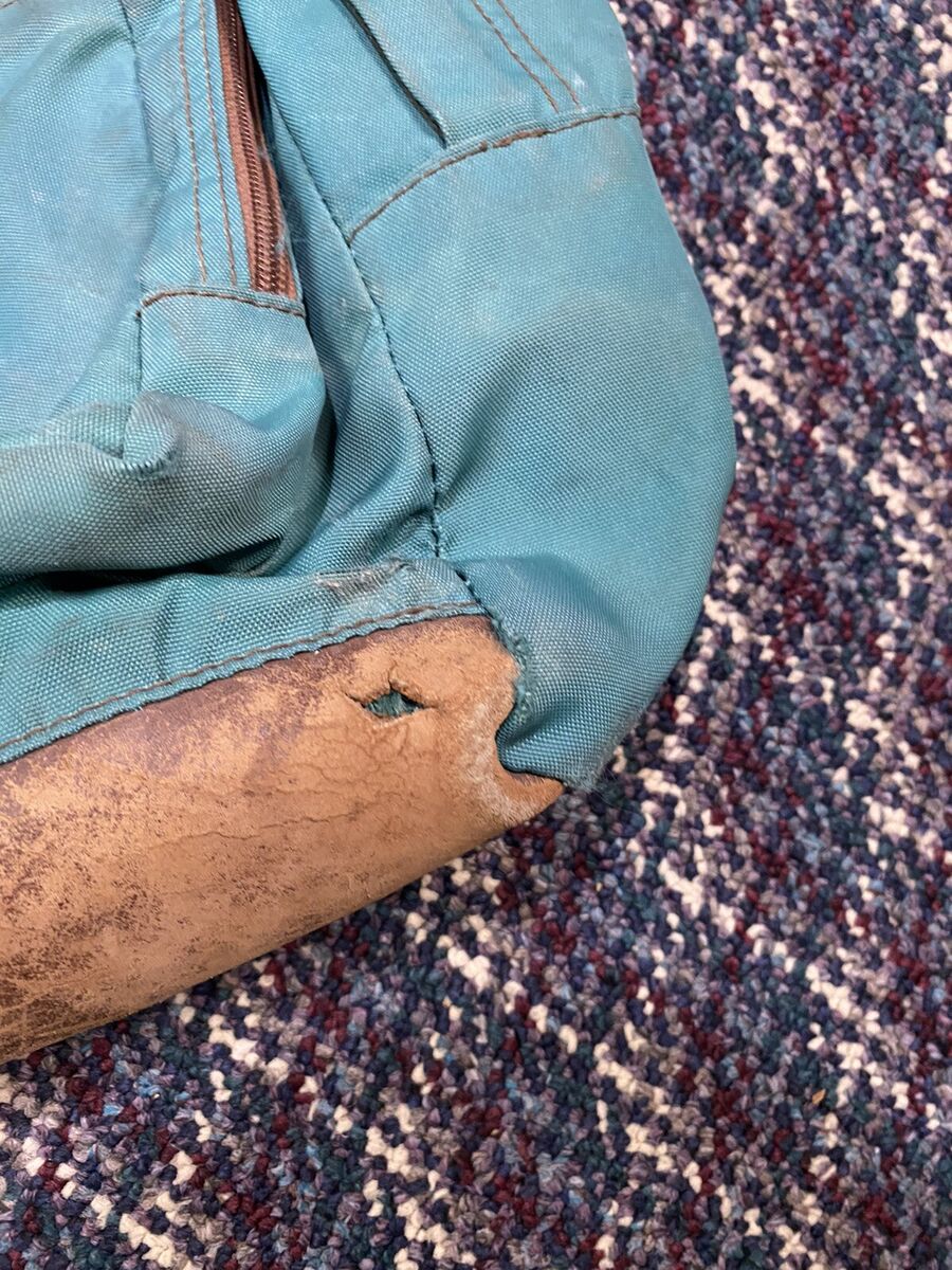 Vintage 90s LL Bean Backpack Teal Green Nylon Leather Bottom Vintage 90s LL Bean Backpack Teal Green Nylon Leather Bottom