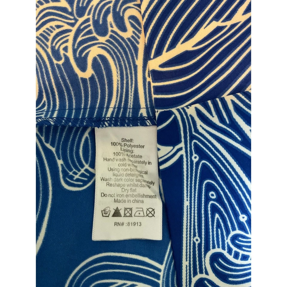 Vestido Plenty by Tracy Reese Mona Fit Azul Ondas Mini Sin Mangas Para Mujer Talla 4 Foto 4 de 4