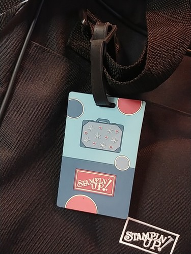 Retired Stampin' Up! Black Canvas Cross Body Bag Tote & ID Luggage Tag - Picture 7 of 10