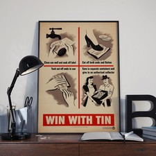Vintage World War Win With Tin Recycling Poster Print Picture A3 A4