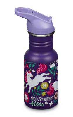 Kindertrinkflasche Klean Kanteen - Leaping Unicorns , 355 ml, inkl. Namensgravur