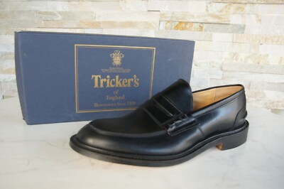 Tricker's 40 7 Slipper Loafers Shoes Eva Black NEW Former RRP 595  