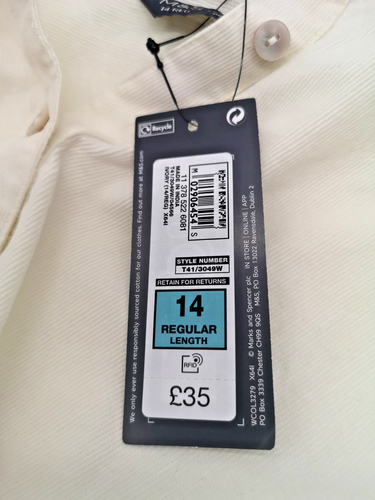 NEW M&S Cream Needlecord Shirt, UK Size 14, Long Sleeves - Picture 3 of 3