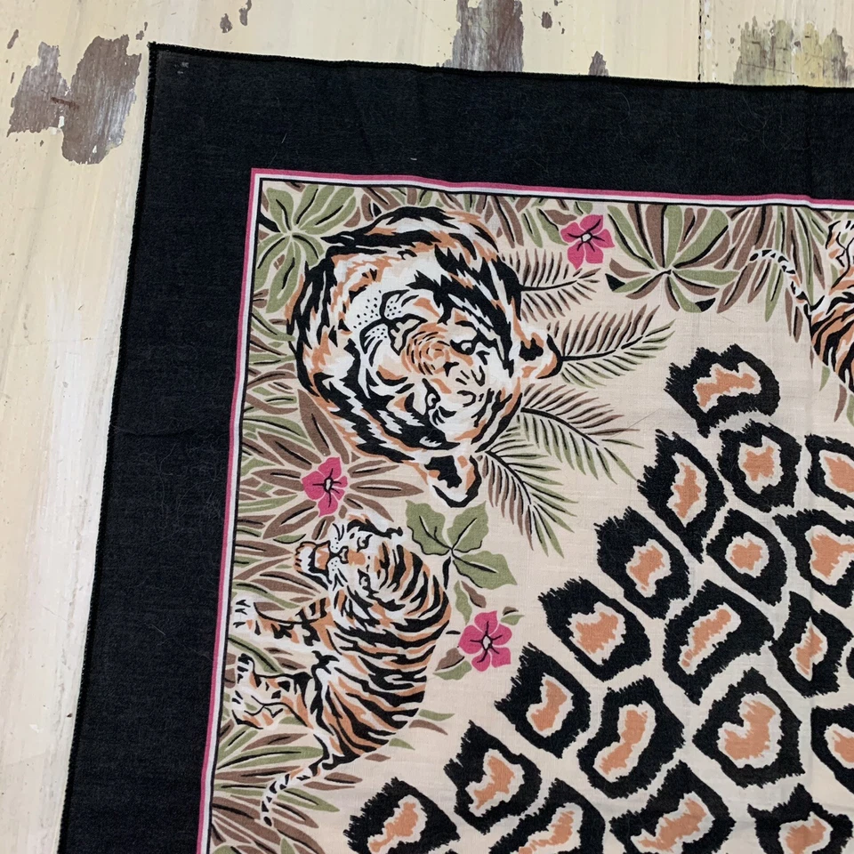 BANDANA TIGRE - De colección Años 80-90 Negro Naranja Verde Hecho a Mano con Orgullo Hecho en EE. UU. Foto 2 de 4