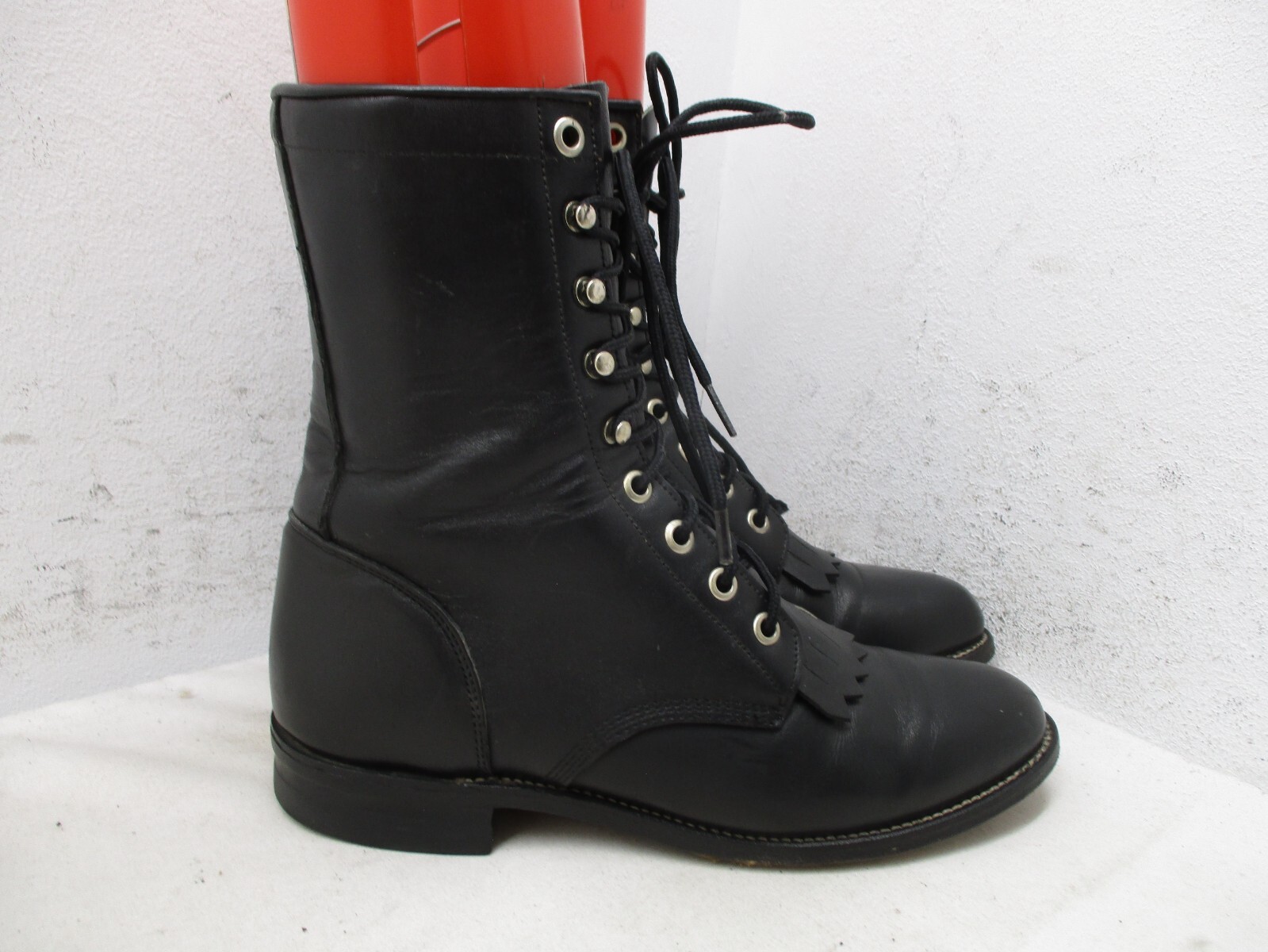 Justin Black Western Roper Lace Up Ankle Boots for Women Size 6 B Style L506-image