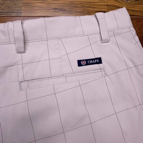 Chaps Chino Short Adult 36 White Plaid Stretch Mens - Picture 5 of 12