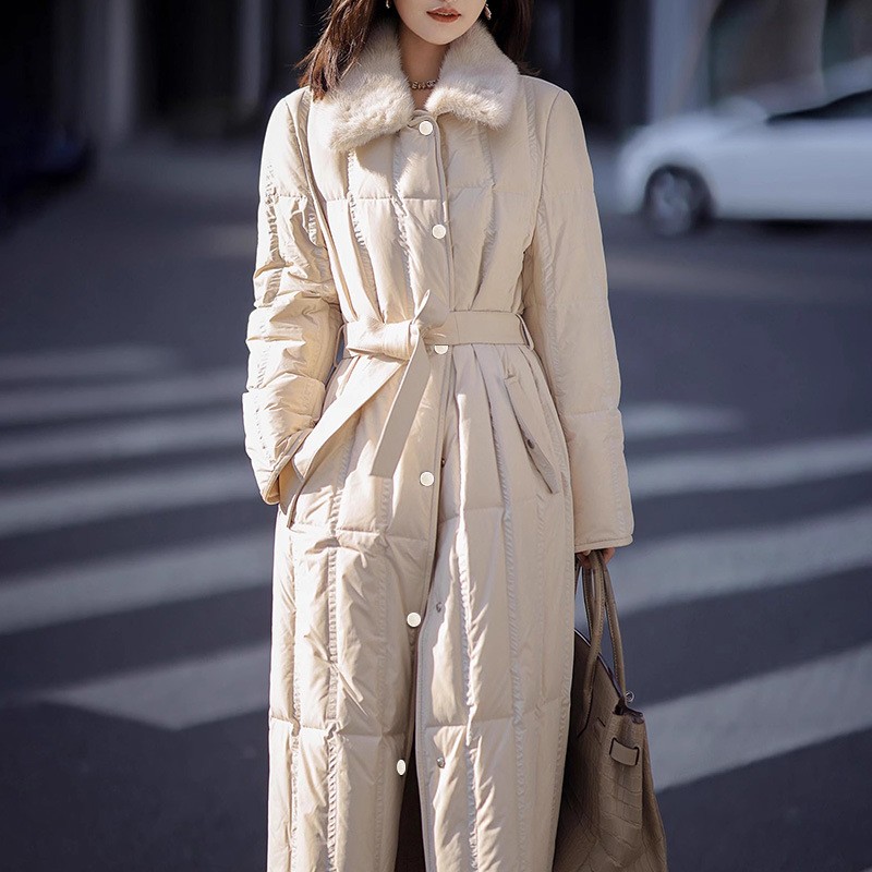 95% Goose Down Jacket Rabbit Fur Collar Long Down Jacket Women's Winter Jackets