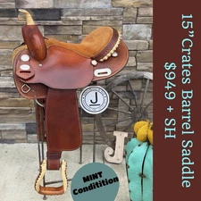 15” Crates Roundskirt Barrel Saddle- Deep Seat, Western, Basket Weave ✅