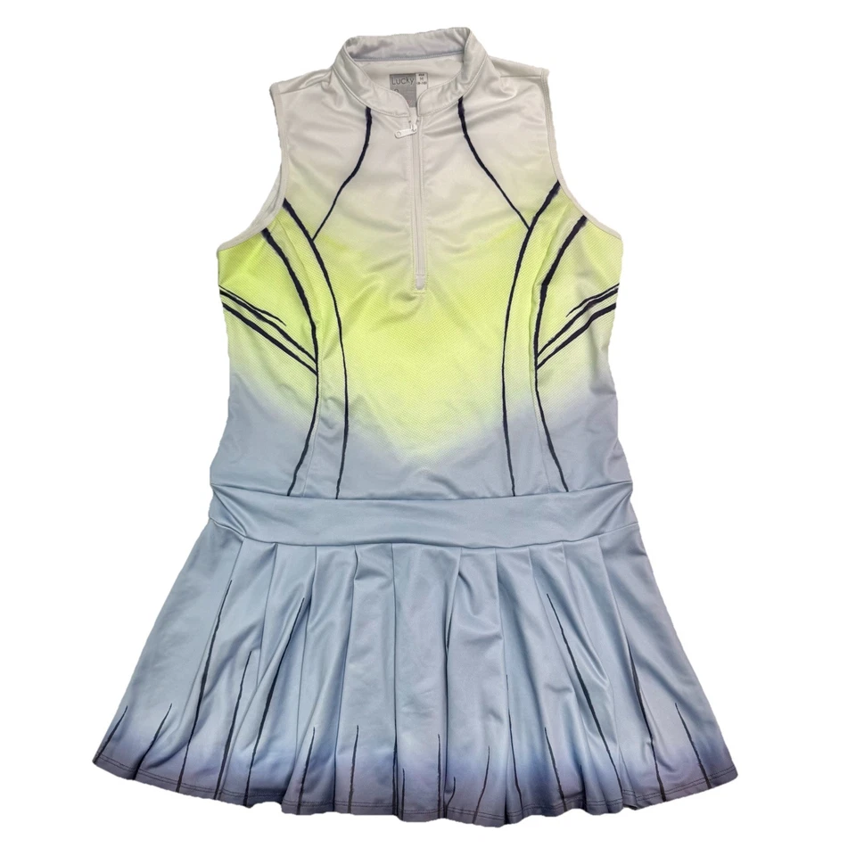 Vestido Tenis Lucky In Love Wild Ombre Sin Mangas Degradado Blanco/Lima/Azul M 8-10 Foto 2 de 4