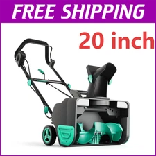 20" Electric Snow Blower 15 Amp Corded w/ LED Lights 180° Chute for 25FT Throw