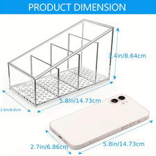 Clear Plastic Remote Control Holder and Desk Organizer with 4 Compartments for H