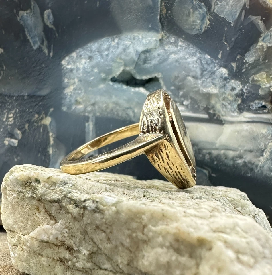 10K Yellow Gold Vintage Ladies Men's Signet Initial "S" Ring Size 5.5 - Image 3 of 4