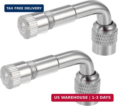 X AUTOHAUX 2Pcs Copper Nickel Plated Tyre Valve Extension Adaptor 90 Degrees Ste