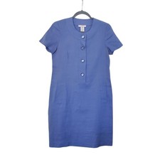 Leggiadro Lavender Blue Linen Blend Short Sleeve Shirt Dress, Women's Size 6