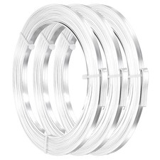 18 AWG 5mm Wide Aluminum Flat Wire 16Ft 3 Roll for Jewelry Making, Silver