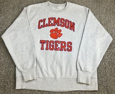 Champion Reverse Weave Clemson Tigers Crewneck Sweatshirt Size Large Gray