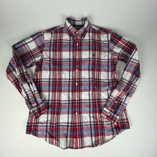 Ralph Lauren Men's L Custom Fit Red Blue Plaid Long Sleeve Button Down Shirt