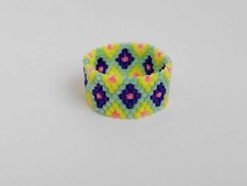 Beaded Peyote Ring / Multicolor Seed Bead Jewelry / Size 8 Ring