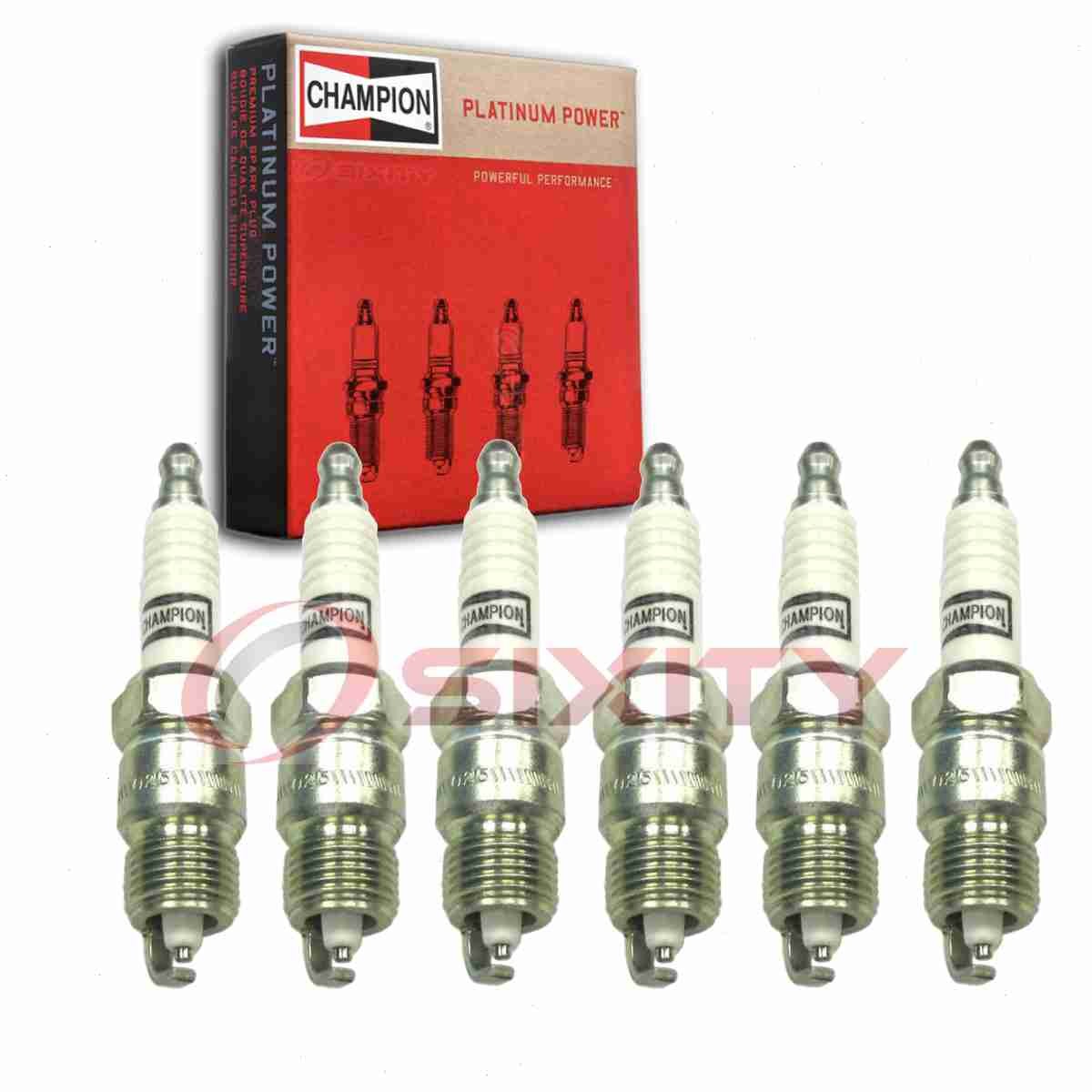 6 pc Champion Platinum Spark Plugs for 1975-1987 Dodge D100 3.7L L6 Ignition ay