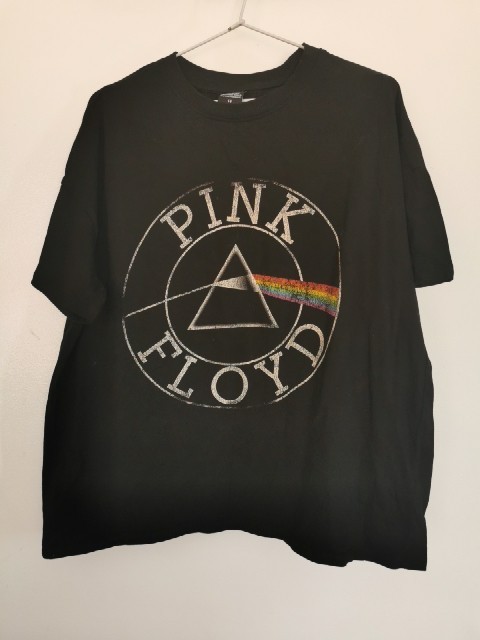 Pink Floyd Graphic T-shirt Women Size 16 Black Short Sleeve Cotton Licensed Band