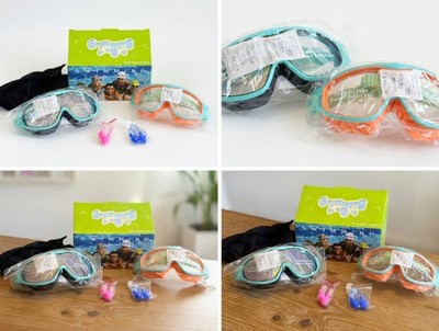 Swimming Goggles Set - 2 Pairs with Nose Clips (New in Package)