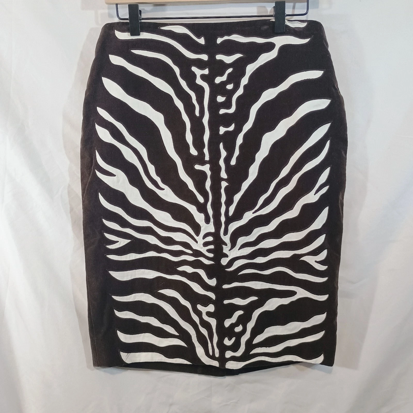 Etcetera Women's Skirt OKAPI retails 295 brown Velvet Pencil Skirt Animal Print